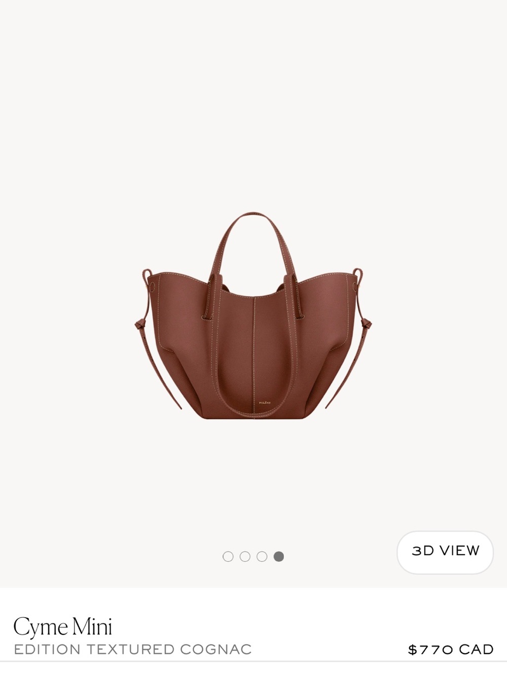 Polene Cyme Mini Tote in Cognac